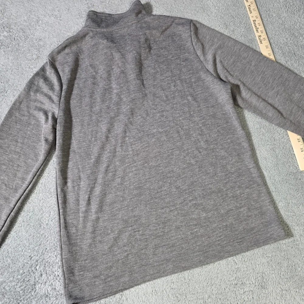 Banana Republic Mens Large Quarter Zip Pullover Grey Navy Mock Neck Heathered